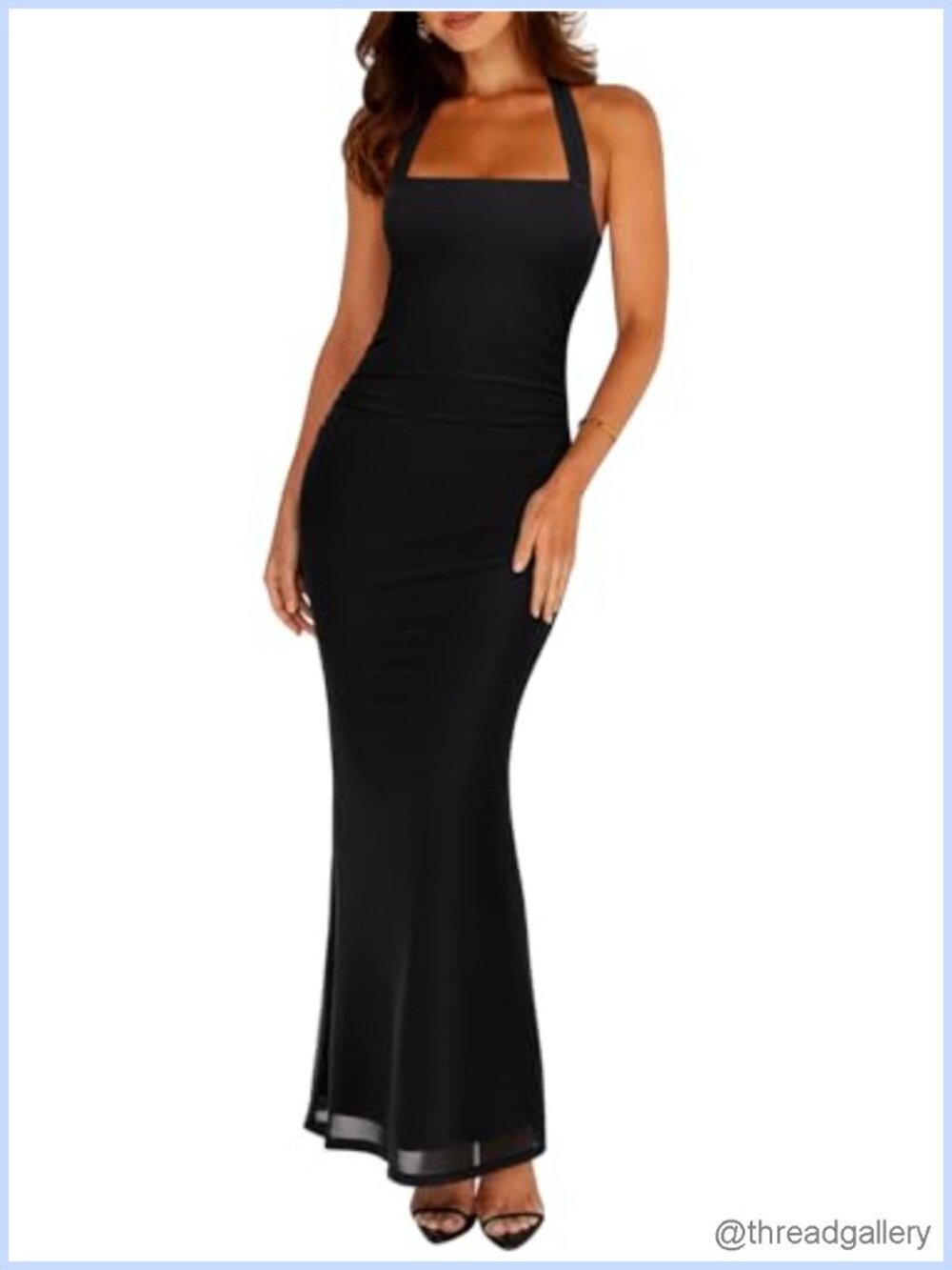 Sleeveless Mesh Sheer Bodycon Maxi Dress Tie Back